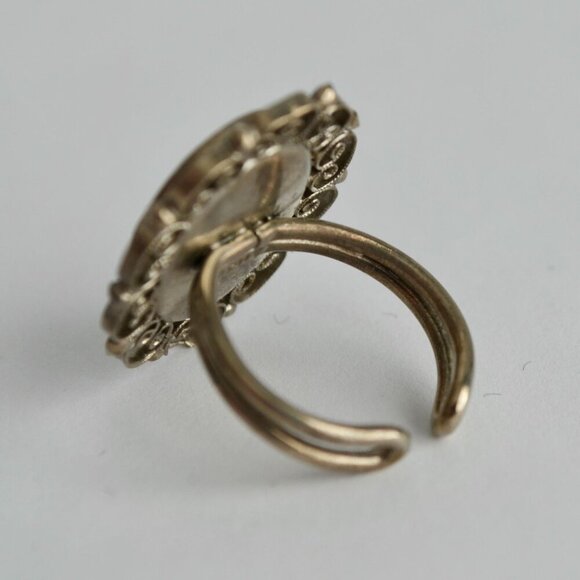 Vintage Italy Marked Floral Ceramic Ring Adjustable - Picture 3 of 5